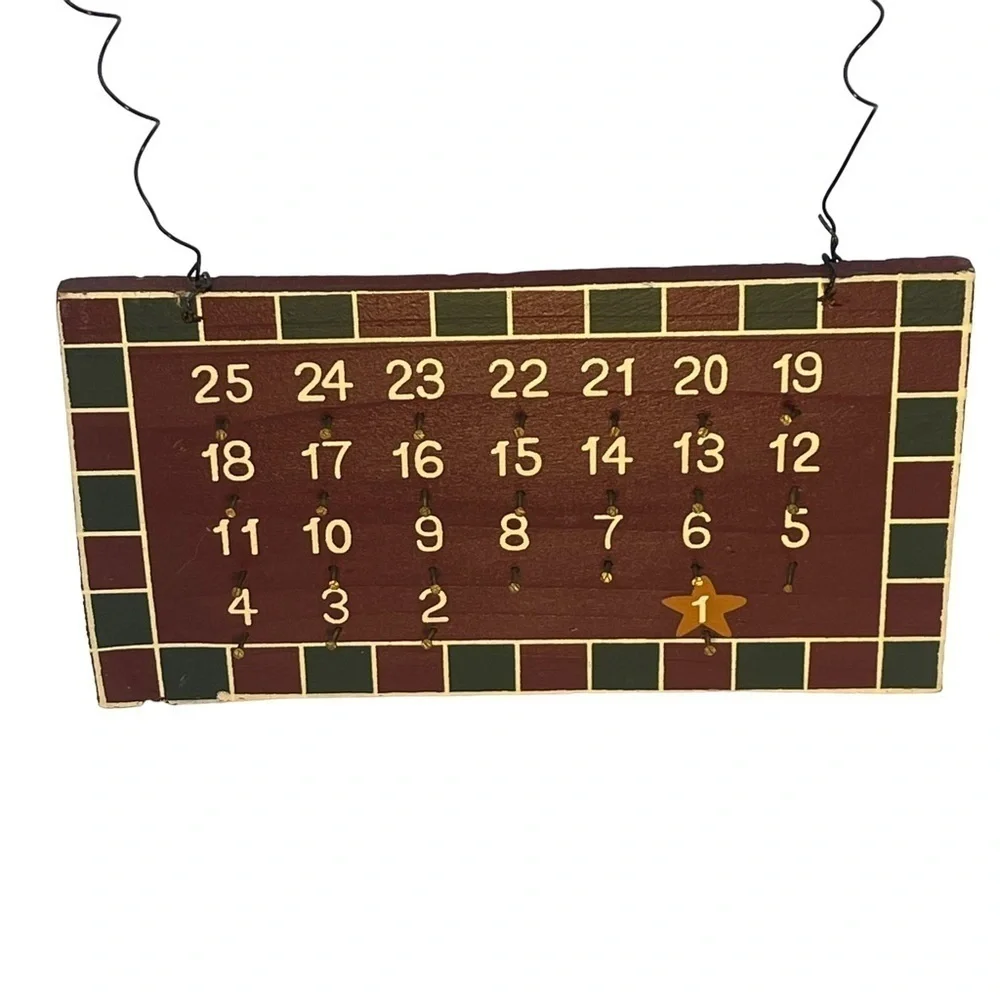 Sledding Santa Wooden 25 Days Till Christmas 3-D Wall Calendar Holiday Decor VTG